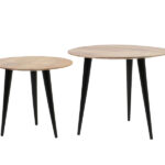 Πλευρικό τραπέζι SET 2 ΤΕΜ ξύλο καφέ-μαύρο