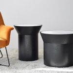 ASH WOOD AND MARBLE SIDE TABLE
