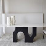 DINING TABLE WHITE BLACK GRAY 230X110