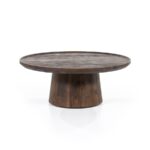 LARGE BROWN MANGO WOOD COFFEE TABLE 80X80X32 cm
