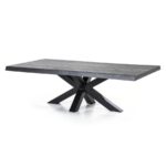 RECTANGULAR BLACK OAK WOOD AND METAL COFFEE TABLE 130X70X40 cm - Image 2