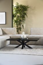 RECTANGULAR BLACK OAK WOOD AND METAL COFFEE TABLE 130X70X40 cm - Image 4