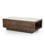 RECTANGULAR MANGO WOOD AND MARBLE COFFEE TABLE 110X60X36 cm