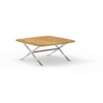 GEORGE LARGE SQUARE WOOD AND INOX COFFEE TABLE 80X80X35cm