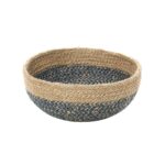 BLUE AND BEIGE JUTE BREAD BASKET 22CM