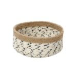 WHITE WITH BLACK STRIPES JUTE BREAD BASKET 20CM
