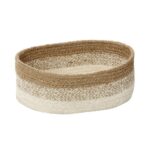 WITHE AND BEIGE JUTE BREAD BASKET 25X13X9CM