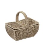 SYNTHETIC RATTAN BASKET WITH COVER 21X14X19CM