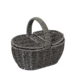 SYNTHETIC RATTAN BASKET WITH COVER 22X15X19CM