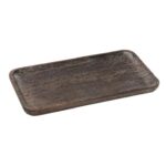 BROWN LARGE RECTANGULAR WOODEN SERVING TRAY 24X42X2CM