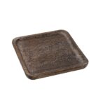 BROWN MEDIUM SQUARE WOODEN SERVING TRAY 25X25X5CM