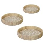 WOVEN TRAY SET/3 ROUND D40/35/30XH5CM
