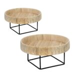 WOVEN TRAY WITH METAL LEGS SET/2 ROUND D35/30XH19/15CM