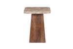 WOOD SIDE TABLE WITH TRAVERTINE TOP 40 X 40 X 50 CM - Image 3