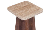 WOOD SIDE TABLE WITH TRAVERTINE TOP 40 X 40 X 50 CM - Image 2