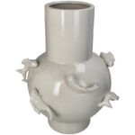 VASE FISHES STONEWARE IVORY 24.2 X 24.2 X 36.5 CM