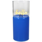 DECORATION LIGHT HELLO LED GLASS BLUE 6.5 X 6.5 X 15 CM