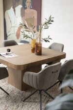 SQUARE BROWN DINING TABLE 140 x 140 x 77 cm - Image 7