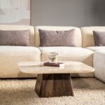 COFFEE TABLE IN MANGO HOUT AND TRAVERTIN 80 X 80 X 32 CM