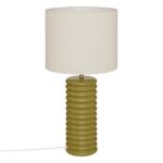 GREEN STONEWARE TABLE LAMP