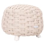 ALUMINIUM AND SYNTHETIC MESH STOOL – BEIGE 48,5 x 48,5 x 38