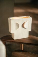 HANDMADE CERAMIC TABLE LAMP 28 x10 x27 - WHITE - Image 2
