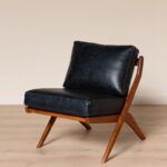 LEATHER AND ACACIA ARMCHAIR - 81 X 64 X 87