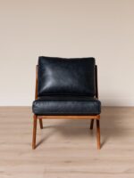 LEATHER AND ACACIA ARMCHAIR - 81 X 64 X 87 - Image 3